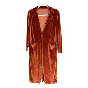 Long Velvet Duster Cardigan Rust size L XL